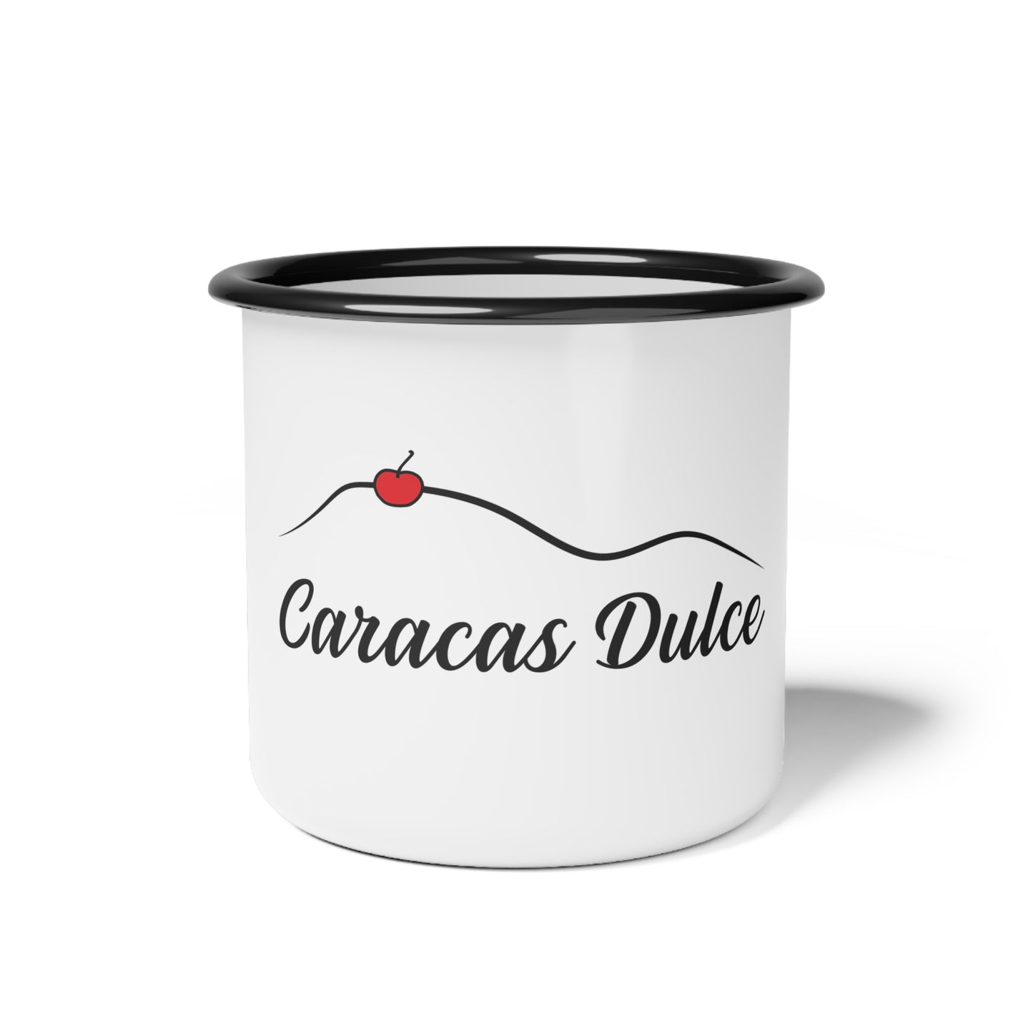 Vintage Enamel Camp Cup - 'Caracas Dulce' Coffee Mug for Adventurers